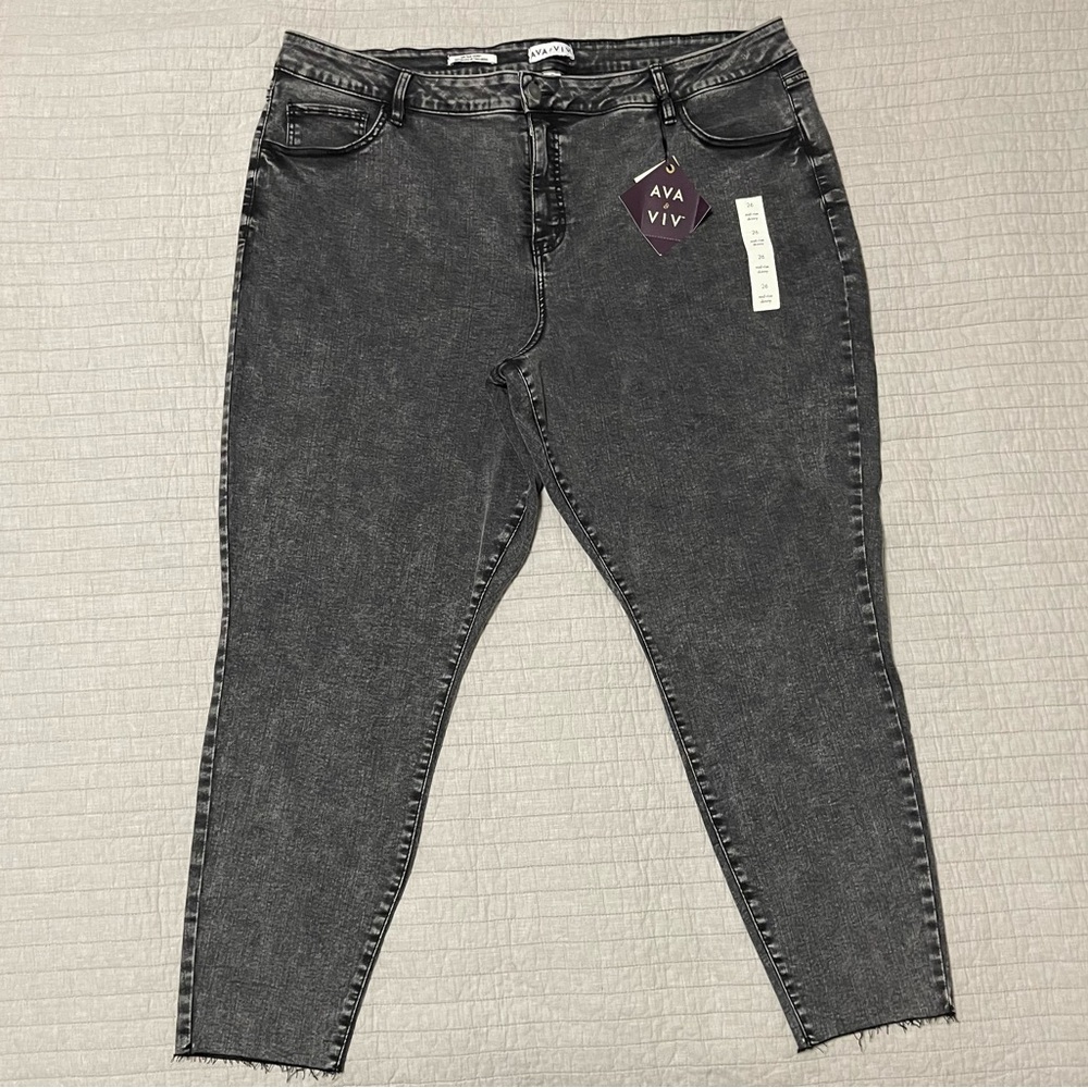 Ava & Viv Women's Mid-Rise Skinny Jeans Charcoal Gray Size 26